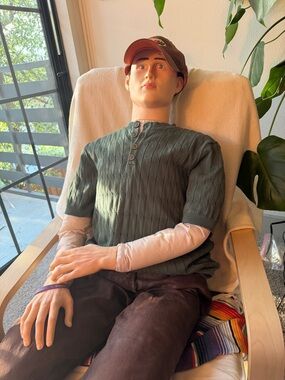 Green Knit Henley Sweater Shirt